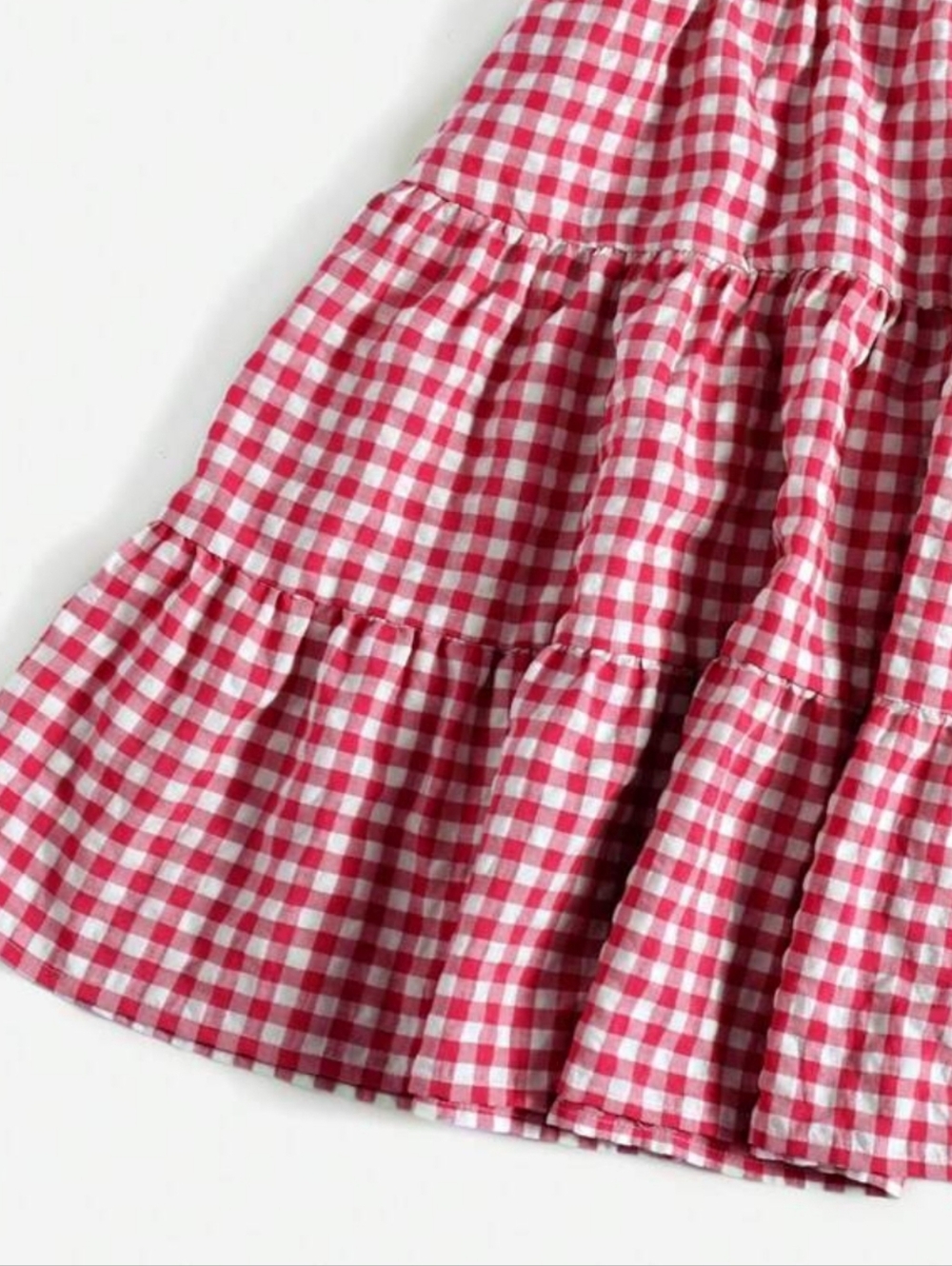 COTTAGECORE RED WHITE GINGHAM SMOCKED MINI DRESS SIZE SMALL/ MEDIUM - Picture 8 of 8